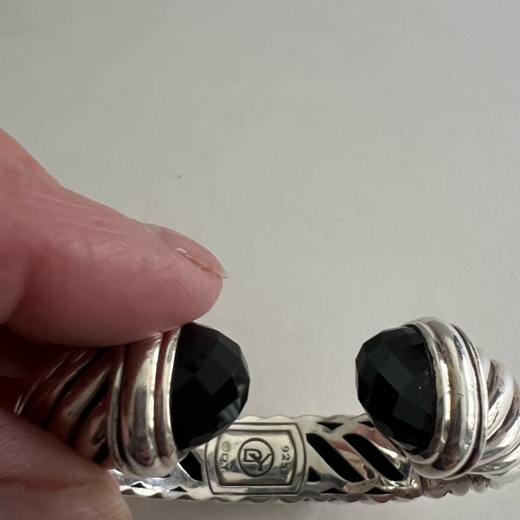 David Yurman Sterling Silver Black Onyx 10MM Waverly Cuff Bracelet - Picture 3 of 5